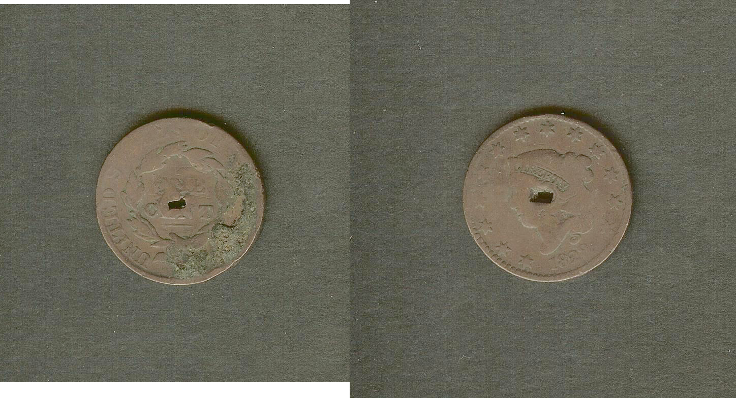 USA 1 cent \"matron head\" 1828 F